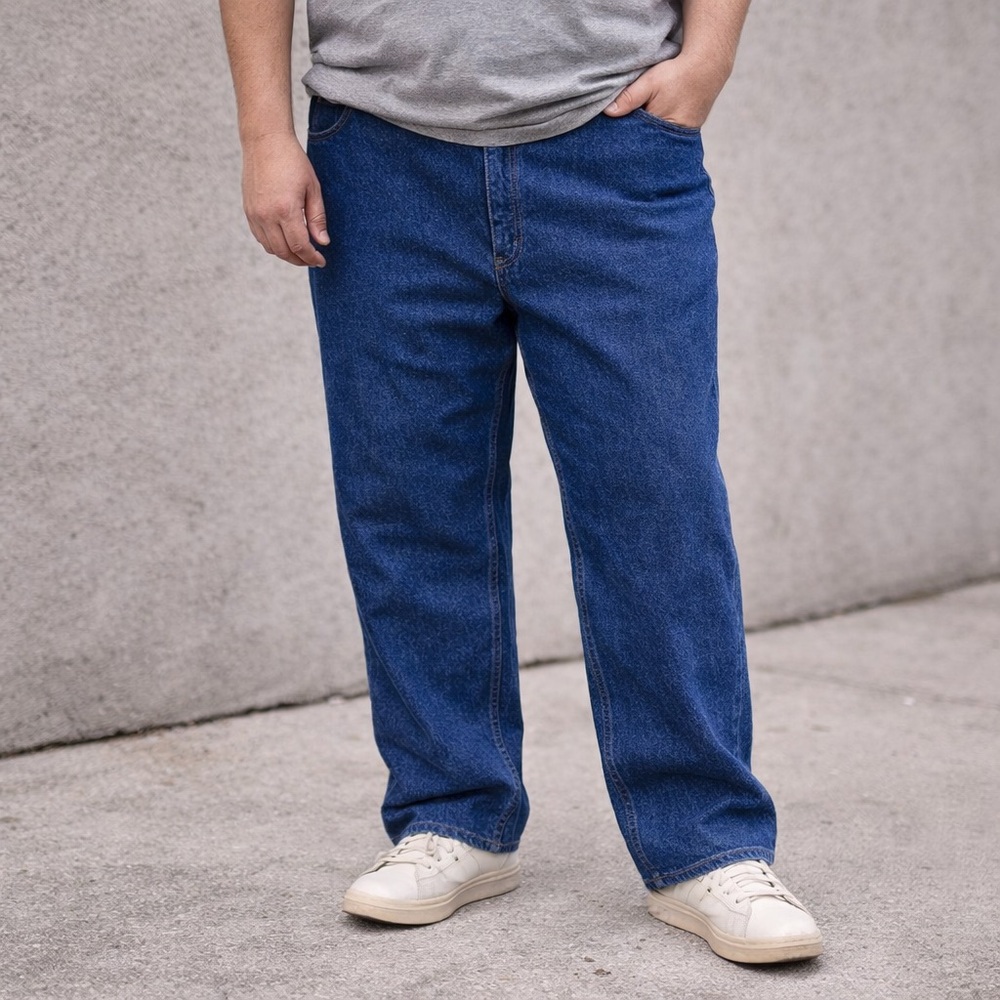 Vintage Blue Denim Jeans Size 48 Waist Relaxed‎ Straight Fit Plus